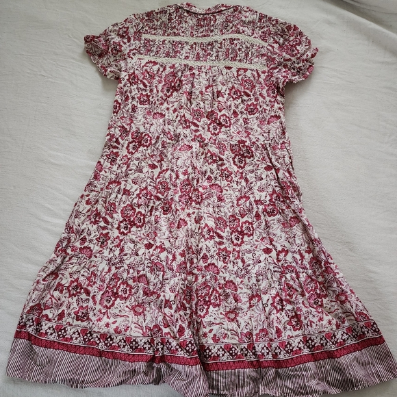 Anthropologie Georgina floral maroon cream dress flowy midi womens small - Picture 10 of 14